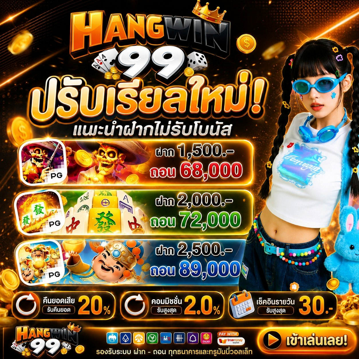 โปรฝาก 20 รับ 100 เปลี่ยนเศษตังค์ทอนมาเป็นตังค์ทุนกันเถอะ